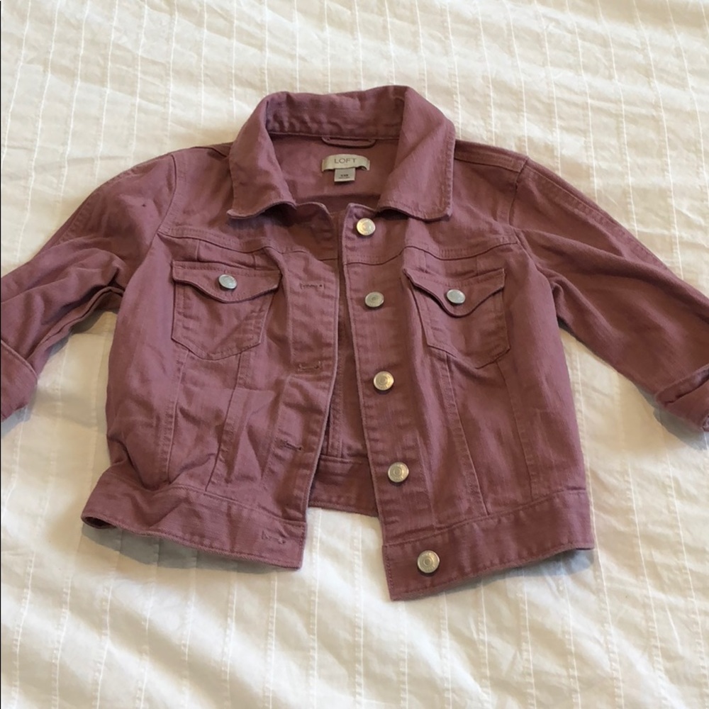 LOFT cropped jean jacket in mauve